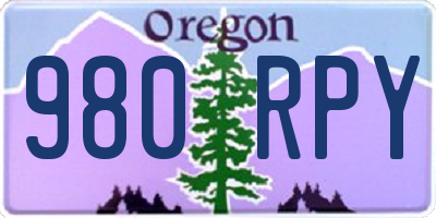 OR license plate 980RPY