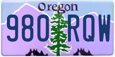 OR license plate 980RQW