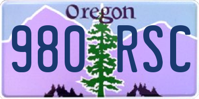 OR license plate 980RSC