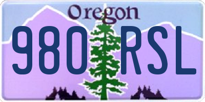 OR license plate 980RSL