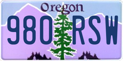 OR license plate 980RSW