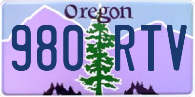 OR license plate 980RTV