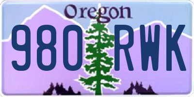 OR license plate 980RWK