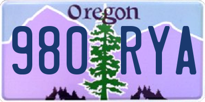OR license plate 980RYA