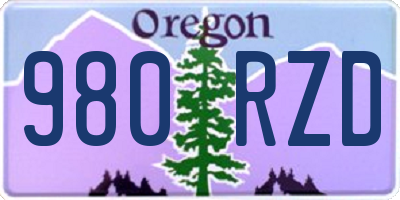 OR license plate 980RZD