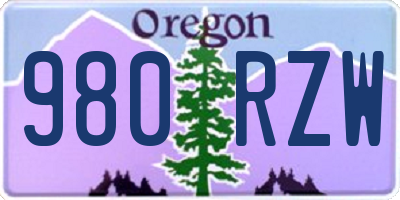 OR license plate 980RZW