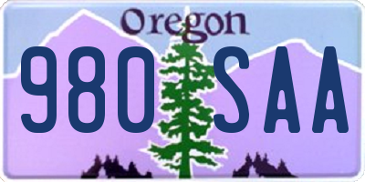 OR license plate 980SAA