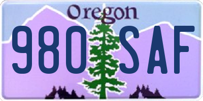 OR license plate 980SAF