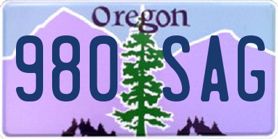 OR license plate 980SAG