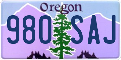 OR license plate 980SAJ