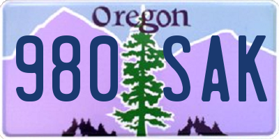 OR license plate 980SAK
