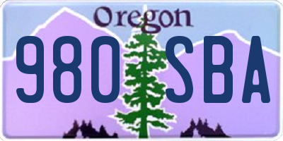 OR license plate 980SBA