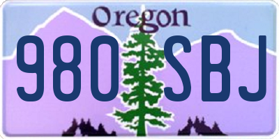 OR license plate 980SBJ