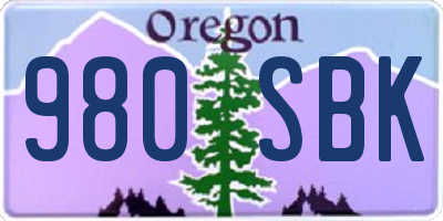 OR license plate 980SBK