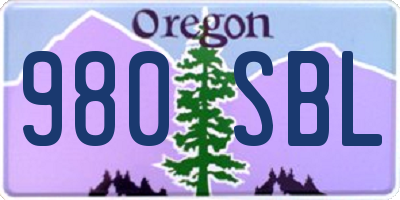OR license plate 980SBL