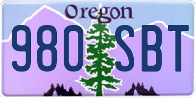 OR license plate 980SBT