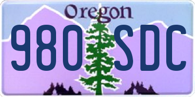 OR license plate 980SDC