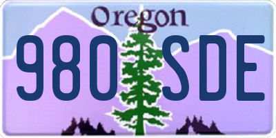 OR license plate 980SDE