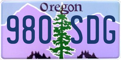 OR license plate 980SDG