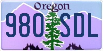 OR license plate 980SDL