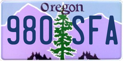 OR license plate 980SFA
