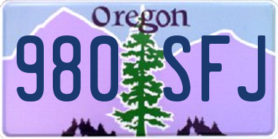 OR license plate 980SFJ