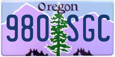 OR license plate 980SGC