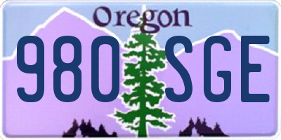 OR license plate 980SGE