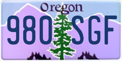 OR license plate 980SGF