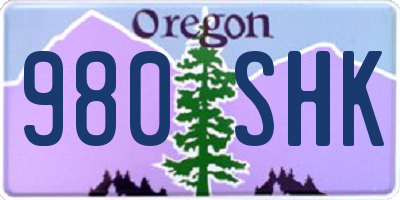 OR license plate 980SHK