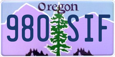 OR license plate 980SIF