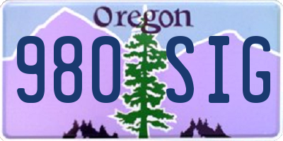 OR license plate 980SIG