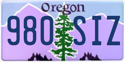 OR license plate 980SIZ