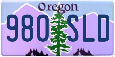 OR license plate 980SLD