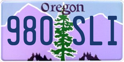 OR license plate 980SLI