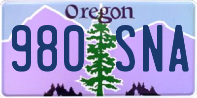 OR license plate 980SNA