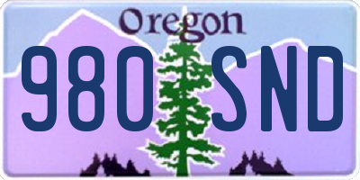 OR license plate 980SND