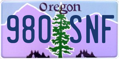 OR license plate 980SNF