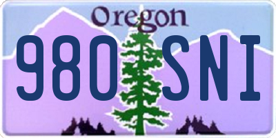 OR license plate 980SNI