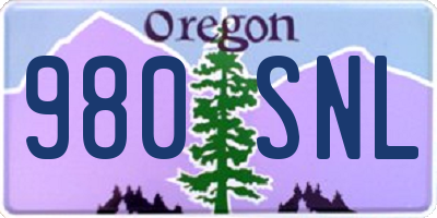 OR license plate 980SNL