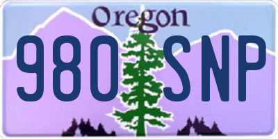 OR license plate 980SNP