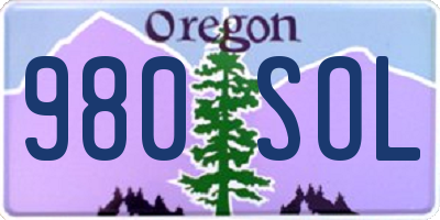 OR license plate 980SOL