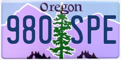 OR license plate 980SPE