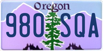 OR license plate 980SQA