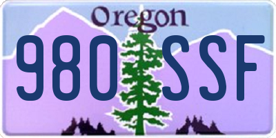 OR license plate 980SSF