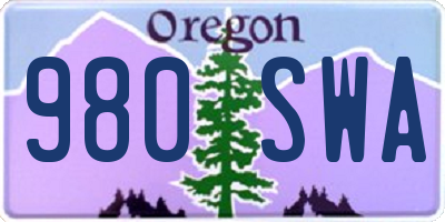 OR license plate 980SWA