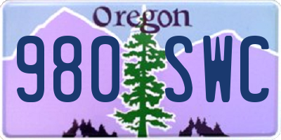 OR license plate 980SWC