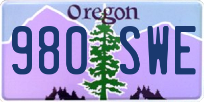 OR license plate 980SWE