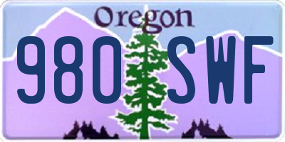 OR license plate 980SWF