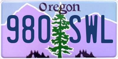 OR license plate 980SWL